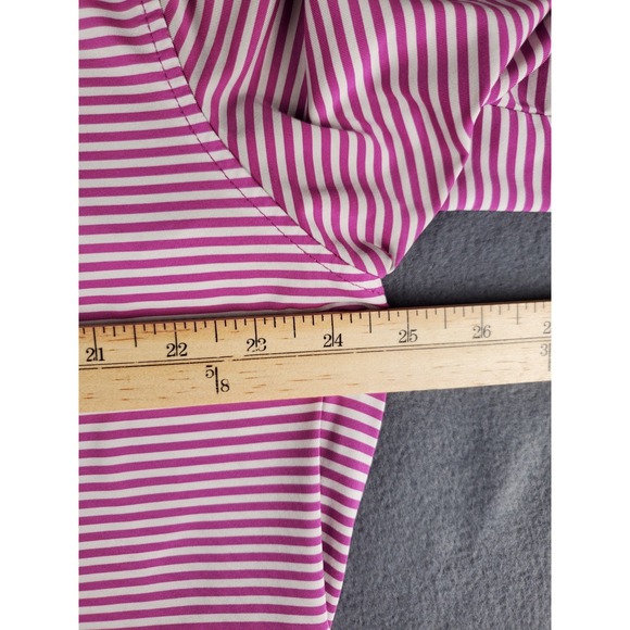 FootJoy  Polo Shirt Mens XL White Purple  Striped Spring Lakes Golf Club Logo - Picture 5 of 8